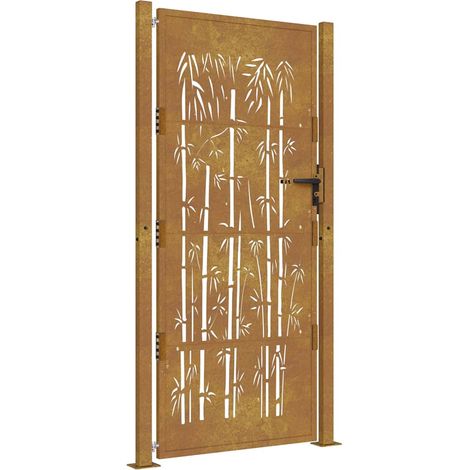 Gartentor 100x200 cm Cortenstahl Bambus-Design vidaXL