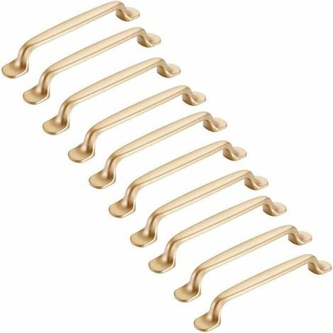 10 maniglie dorate per mobili da 128 mm - Maniglie per mobili da cucina, maniglie per ante di armadi (1/4)