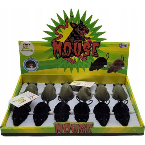 Souris d'évasion pour chat noir et gris 12 cm, présentation originale, lot de 12 (1/5)