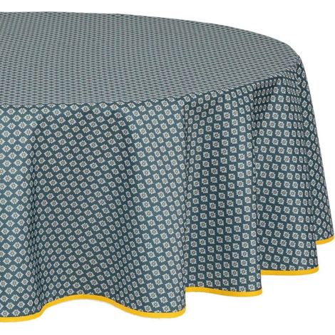 Nappe Antitache Imprimée "Alya" 180cm Bleu Foncé (1/2)
