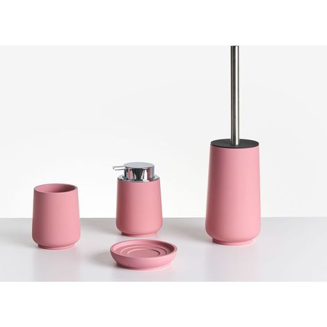 Set di 4 accessori in poliresina rosa per il bagno Suches