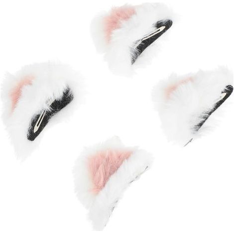 2paires Clip Cat Ears Furry Hair Accessories Kit Oreilles de Chat Blanc pour Cosplay et Fête Décoration Cheveux Unisexe Clips Anti-dérapants pour Mariage et Quotidien (1/5)