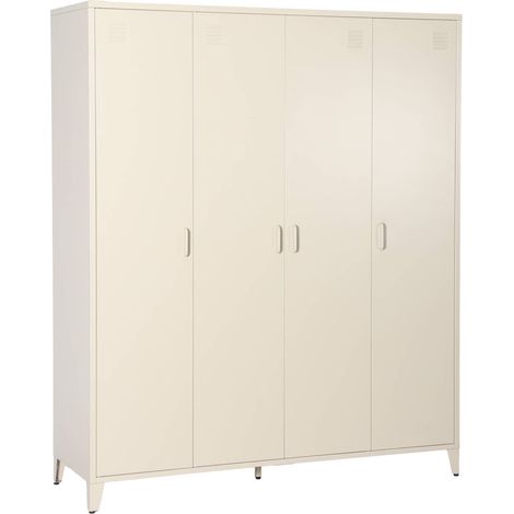 sweeek - Industrieller Metall-Kleiderschrank mit 4 Türen, 10 Regalböden, 1 Kleiderstange