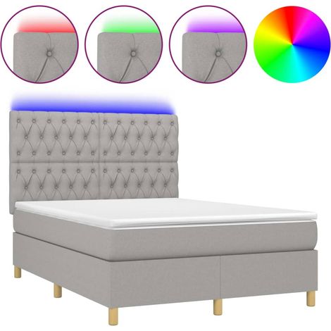 Maison Exclusive - Sommier à lattes de lit et matelas et LED Gris clair 140x200 cm (1/5)