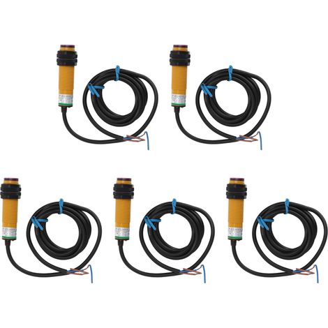 Lot de 5 interrupteurs photoélectriques infrarouges normalement ouverts, portée de détection de 10 à 30 cm, indice de protection IP65, capteur photoélectrique 90-250 V CA (1/5)