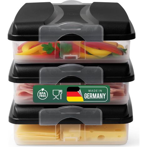 Novaliv 3x petits récipients de conservation des aliments avec 3x couvercles, empilables pour réfrigérateur et congélateur, ensemble de récipients de
