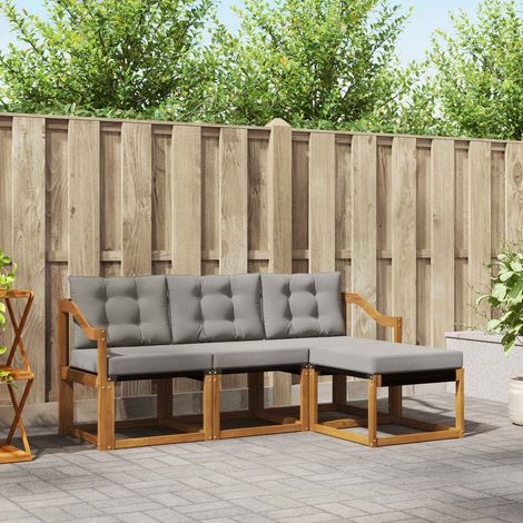 vidaXL Outdoor-Sofagarnitur mit Kissen 4 pcs Natürlich und Hellgrau (1/5)