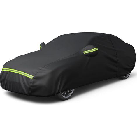 Bâche Voiture Housse de Protection Auto Exterieur PEVA Couverture Imperméable pour Berline avec Ouverte Latérale pour Cabine, Coton Respirant, Anti UV Neige Poussière, 400x170x150cm Noir (1/5)