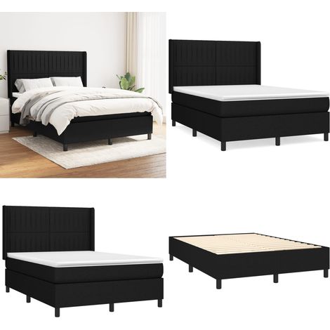 Boxspringbett mit Matratze Schwarz 140x200 cm Stoff - Boxspringbett - Doppelbett - Schlafsystem - Bettenrahmen - Lattenrost - Home & Living (1/5)