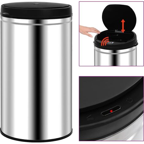 vidaXL Cubo de basura con sensor automático 60 L acero inoxidable (1/5)