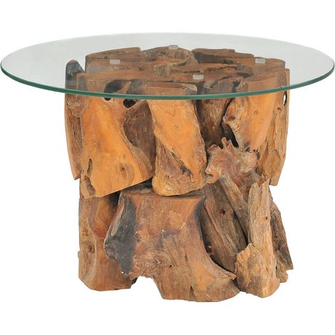 Table basse  Table d’Appoint salon, style industriel Bois flottant de teck massif 60 cm BV67930 (1/5)