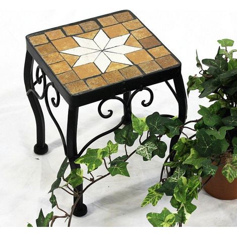 DanDiBo Blumenhocker Mosaik Eckig 21 cm Blumenständer 12015 Beistelltisch Pflanzenständer Mosaiktisch Klein (1/5)