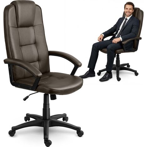 Sedia ergonomica da ufficio, marrone scuro, altezza regolabile