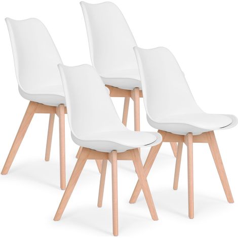 Ensemble de 4 chaises de salon salle a manger avec coussin en eco cuir modernhome (1/5)