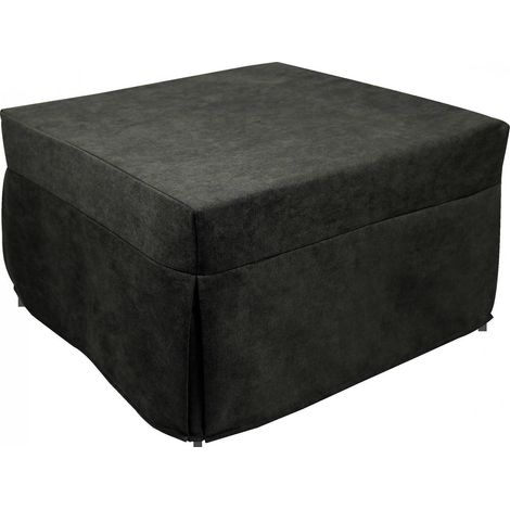 Dmora Puof convertible en una cama individual, Made in Italy, Cama plegable, Puf con tela extraíble que ahorra espacio para la sala de estar, cm 78x78 / 195h45, Gris, con embalaje reforzado