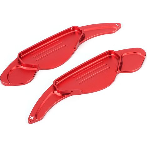 Prolongateur de palette de changement de vitesse au volant en alliage d'aluminium rouge pour Range Rover Evoque Discovery Sport Jaguar XFL XJ F-PACE - Kit 1 palette, 2 adhésifs, 1 clé, 10 vis (1/5)