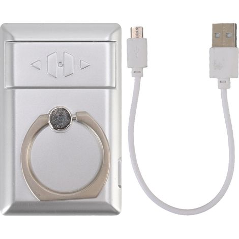 Briquet électrique rechargeable USB, sans flamme, avec anneau téléphone, pare-vent, pour cigarette et cigare, argenté (1/5)