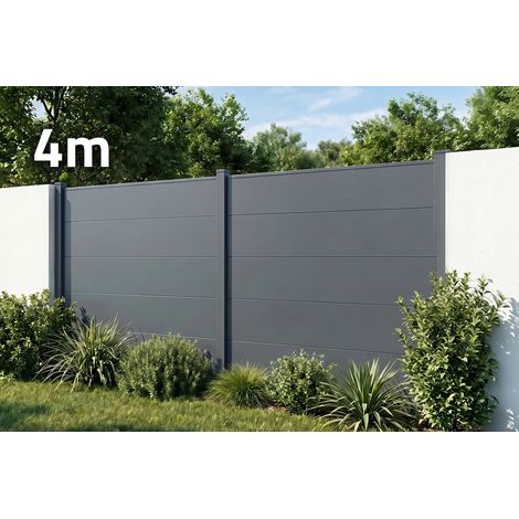Clôture aluminium lames larges 4m H.150 gris anthracite - ALPIS (1/4)