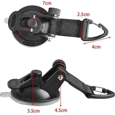 Lot de 2 crochets de tente à ventouse noirs pour auvent de voiture, bâche de camping, bateau, vélo, etc. (1/3)