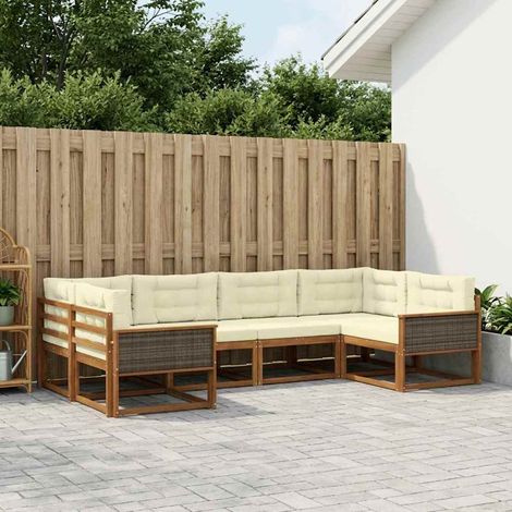 vidaXL Outdoor-Sofagarnitur mit Kissen 6 pcs Natur und Creme (1/5)
