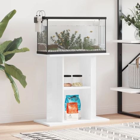 Meuble Support Blanc Brillant Aquariums 60 X 30 cm. 1 étagère Support solide et stable pour aquariums (1/5)