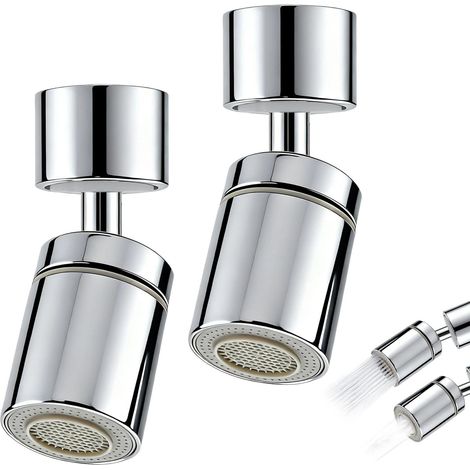 2 Pièces Embout Robinet Cuisine, Rotatif Economiseur D'eau pour Robinet, Argent Embout de Robinets Pivotant, Mode Doux/Puissant, pour Maison, Hôtel, Restaurant (1/5)