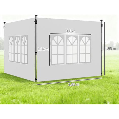 Ensemble de 2 panneaux latéraux pour tonnelle 3x3/3x4 m, paroi latérale avec fenêtre, étanche, blanc