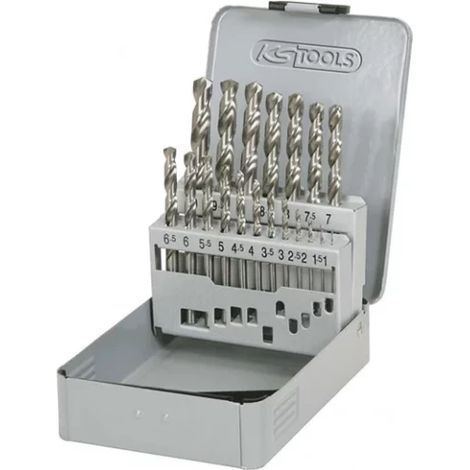 Kstools – Coffret de 19 forets HSS-G meulés – Pour métal, bois et plastique – Diamètres de 1 à 10 mm – Pour perceuse professionnelle (1/3)