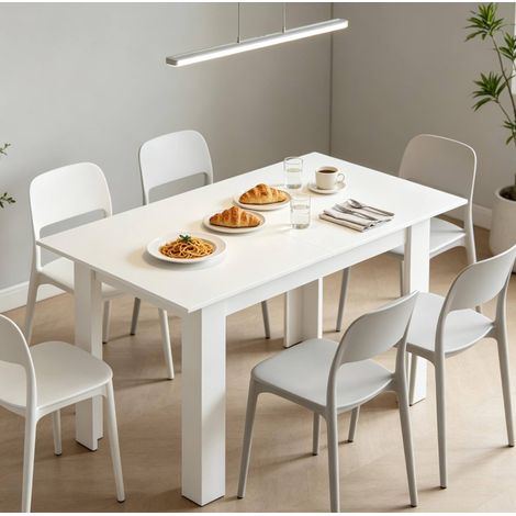 Tavolo da pranzo allungabile 180x80x75 cm in MDF bianco salvaspazio – MEUBLIV (1/5)