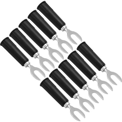 Lot de 10 fiches bananes en forme de Y, 6 mm, en forme de U, résistantes à la haute pression, pour équipements électroniques et industriels (J.20019, noir). (1/5)