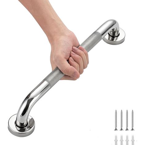 1 pièce - Poignée de douche - 30 cm en acier inoxydable texturé et antidérapant - Argent-AquaForge (1/5)