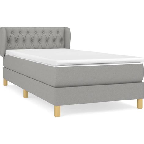 Maison Exclusive - Cama box spring con colchón tela gris claro 10