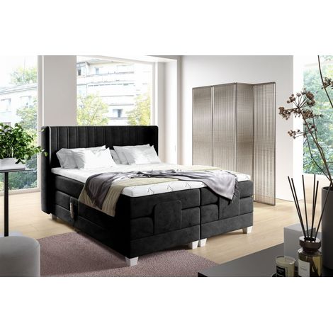 Boxspringbett Elektrisch Bett MAGNUS 120x200cm in Stoff Salvador Schwarz (1/2)