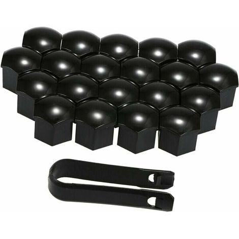 Lot de 20 caches écrous de roue universels 21 mm cache écrou de roue cache vis protection noir (1/4)