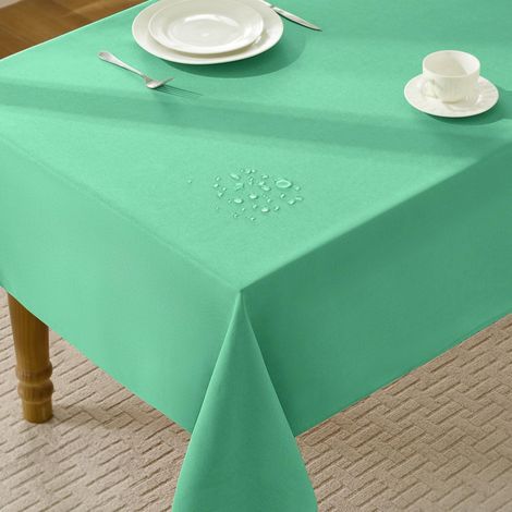 Nappe de Pâques rectangulaire 140x240 cm Teal lavable aspect lin pour jardin & fêtes
