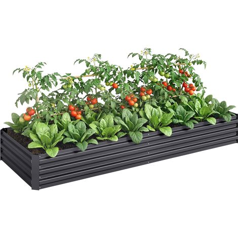 Rechteckiger Gemüsepflanzkasten für den Garten, 241 x 90 x 30 cm, Wellblech, grau