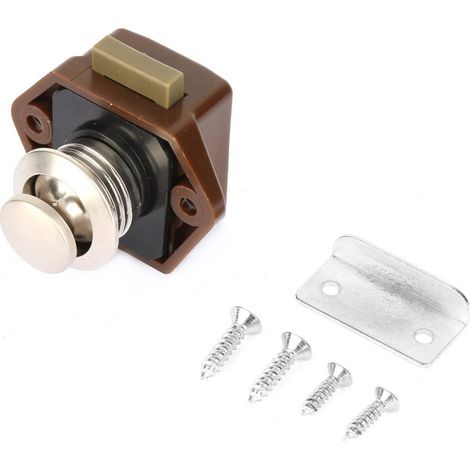 Lot de 3 verrous à bouton-poussoir pour voiture, bateau, armoire et tiroir (marron) (1/5)