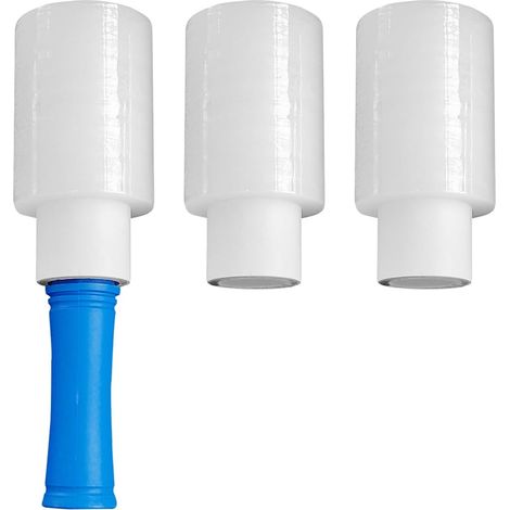 3 x Mini Rouleaux de Film Alimentaire pour Palette à Main Film rétractable Film étirable pour Palette Film d'emballage en Plastique à Main Film Alimentaire Transparent avec poignée roulante (1/5)