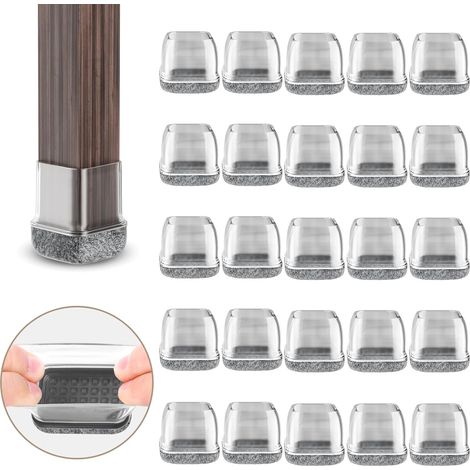 24 pièces Protection pour Pieds de Chaise28 à 34 mm avec Rembourrage en Feutre Transparent Couvre Pieds de Chaise Meubles en (1/5)