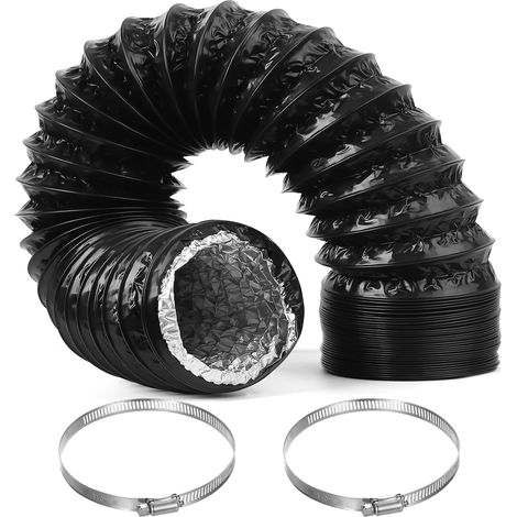 Exhaust Hose 100mm x 2.5m Heating Ventilation Duct Hose PVC Aluminum Pipes for Portable Air Conditioners Exhaust Fans + 2 Stainless Steel Hose Clamps (1/5)