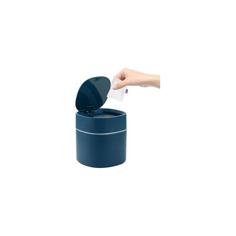 Mini poubelle avec couvercle, 2 litres, petite poubelle de bureau, casier, matériau polypropylène, etc. (bleu 13x13x16cm) (1/5)