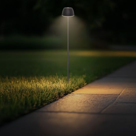 Briloner Lot de 2  lampes extérieur sans fil avec piquet 78,5cm 1,5W 130lm 2700K blanc chaud IP44 anthracite - Lampe rechargeable jardin balcon terrasse