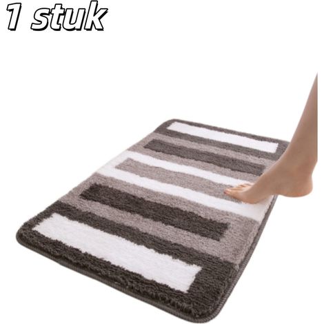 Tapis de sol en velours antidérapant et absorbant 50 x 80 cm pour salle de bain toilettes et chambre couleur grise (1/5)