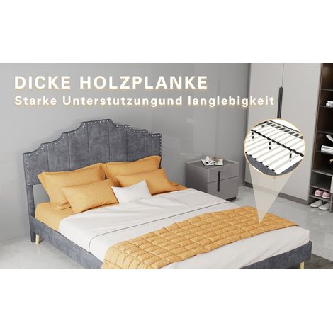 Lit doux minimaliste moderne, tête de lit confortable et douce, 140200CM, gris, meuble de chambre multifonction, cadre de lit coffre bas sans vérin, matelas non inclus. (1/5)