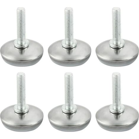 6 Pcs Pieds de Meubles Réglables Nivellement Patin Base Jambe Pied de Table Chaise Ajustables Protection Sol M6 x 25mm (1/5)