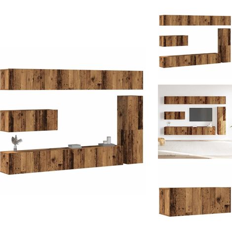 Ensemble de meuble TV mural 7 pcs vieux bois bois d'ingénierie - Ensemble De Meubles TV - Ensembles De Meubles TV - Meuble TV - Meuble Hifi (1/5)