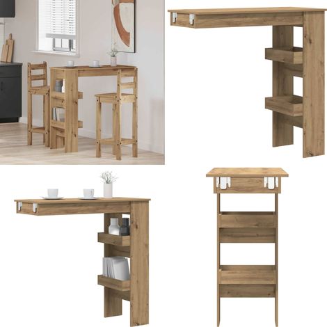 vidaXL Table de bar murale chêne artisanal bois d'ingénierie (1/5)