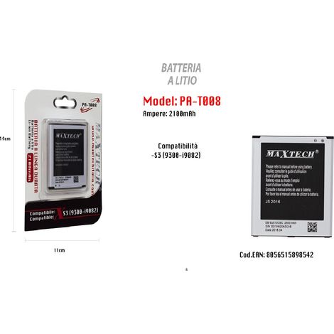 Trade Shop - Batería De Litio Para Celular Smartphone Compatible Con S3 2100 Mah Maxtech Pa-t008 -