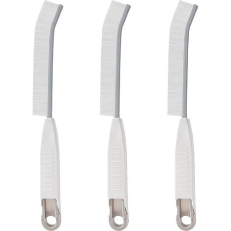 Juego de 3 cepillos para limpiar grietas y huecos – Cerdas suaves con cabezal flexible, para cocina, baño y coche, color blanco. (1/5)