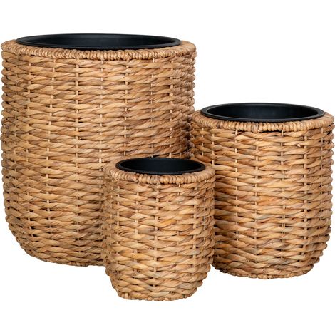 Vasi Hanoi in giacinto d'acqua naturale set 3 pezzi
